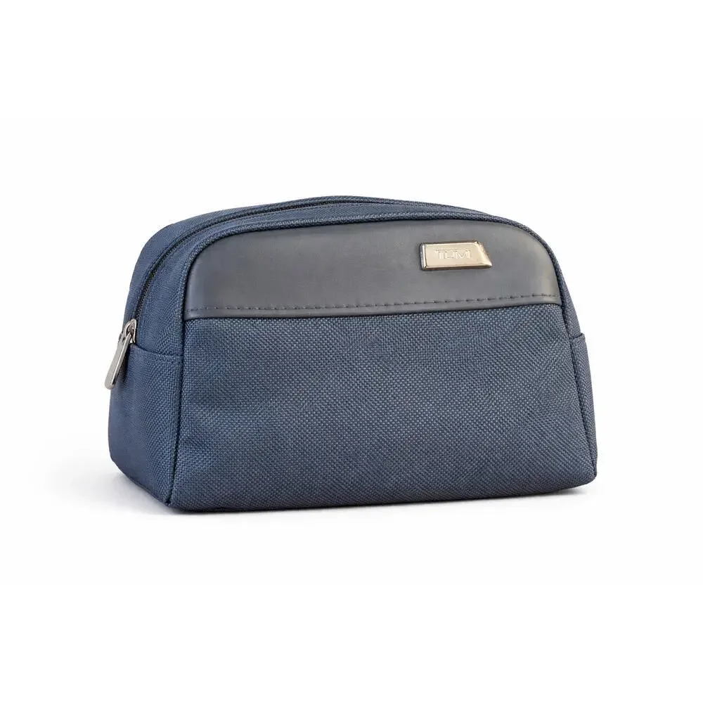 TUMI for Delta Travel Pouch Blue Nylon Cosmetic Case EUC